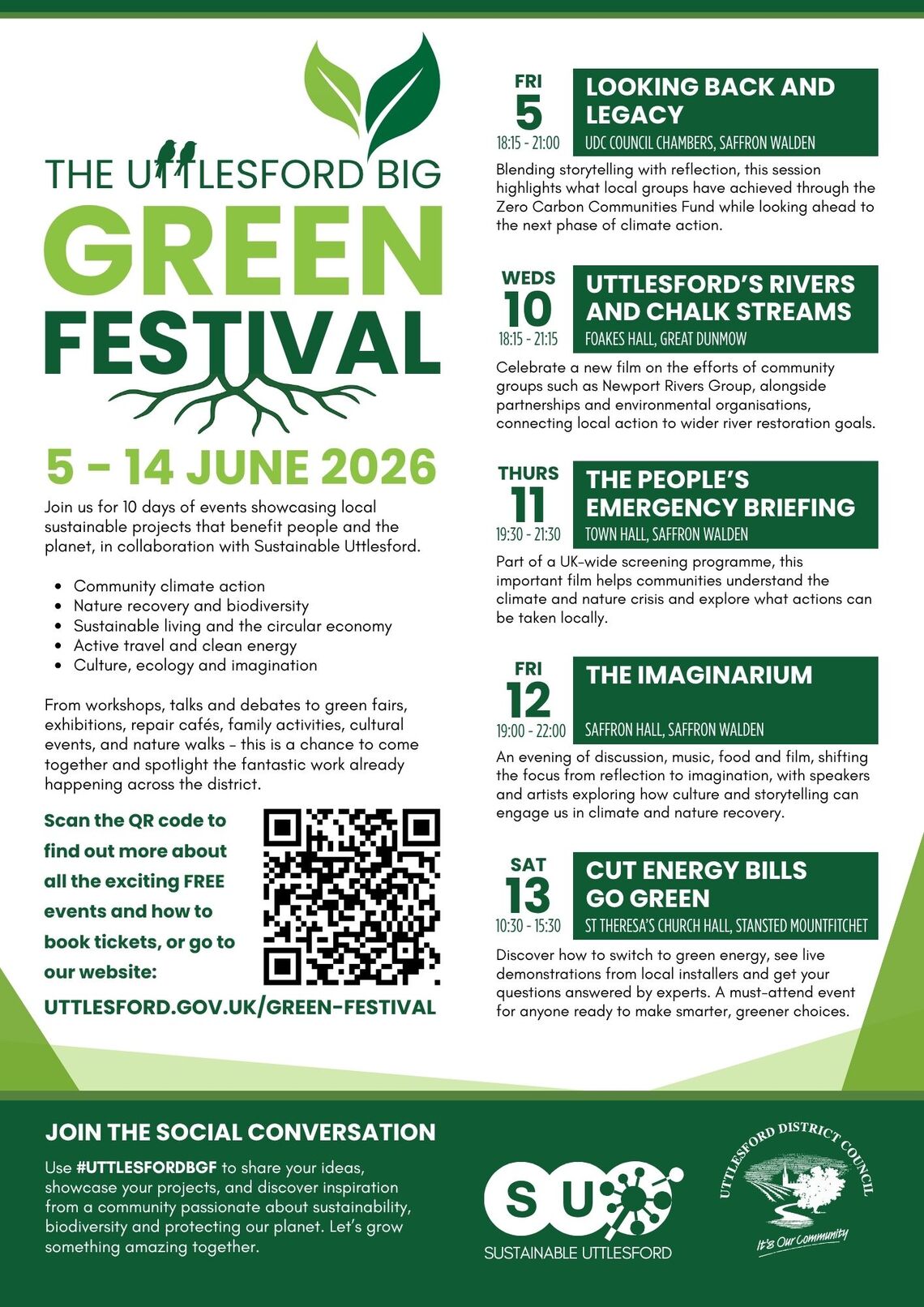 Uttlesford Big Green Festival Core Events Poster